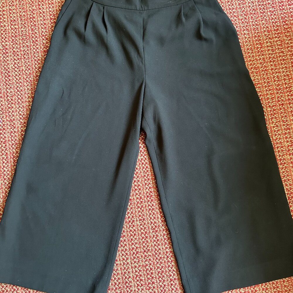 J CREW Black Wide-Leg Cropped Pant